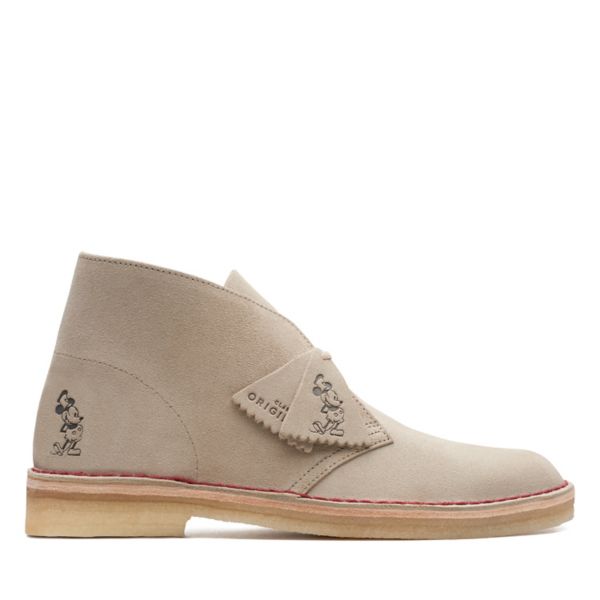 Clarks Womens Desert Boot Ankle Boots Sand Suede Embossed | USA-6587491